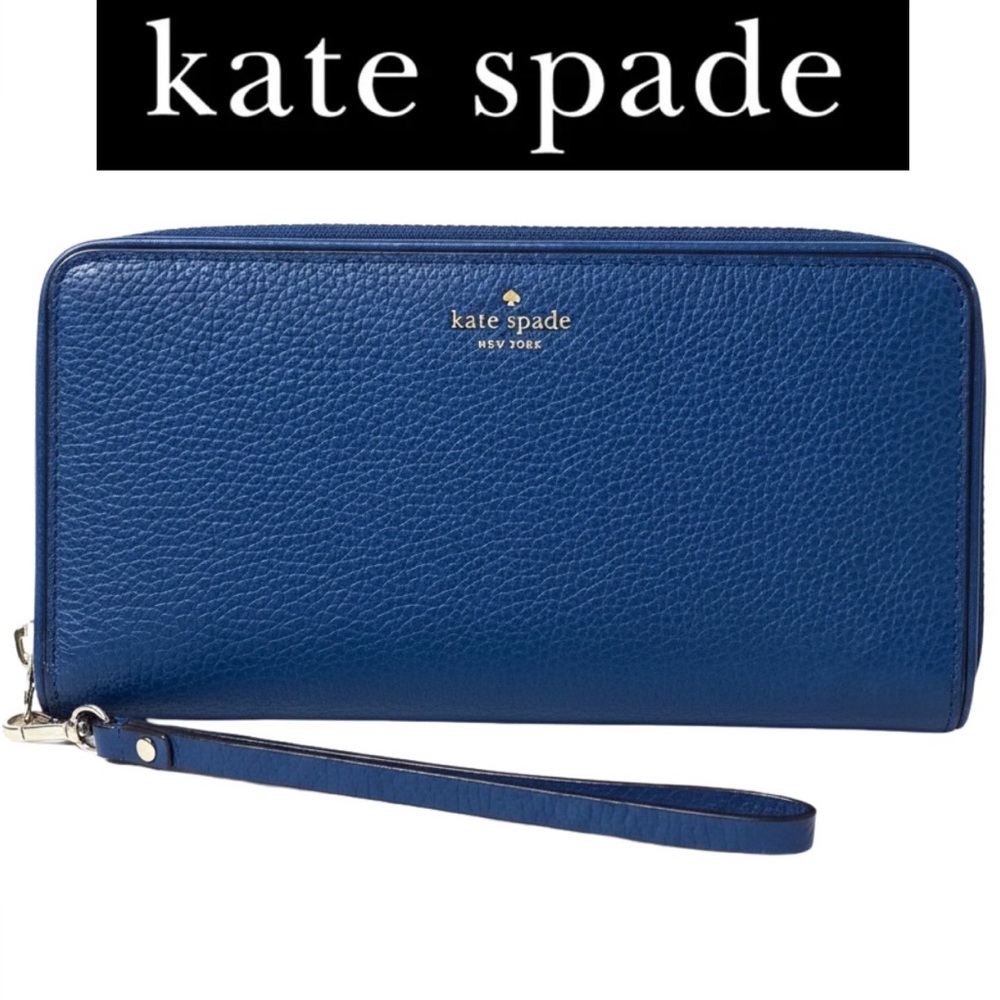 KATE SPADE Grand Street Zip Travel Wallet w/Alphabet Lining, EUC